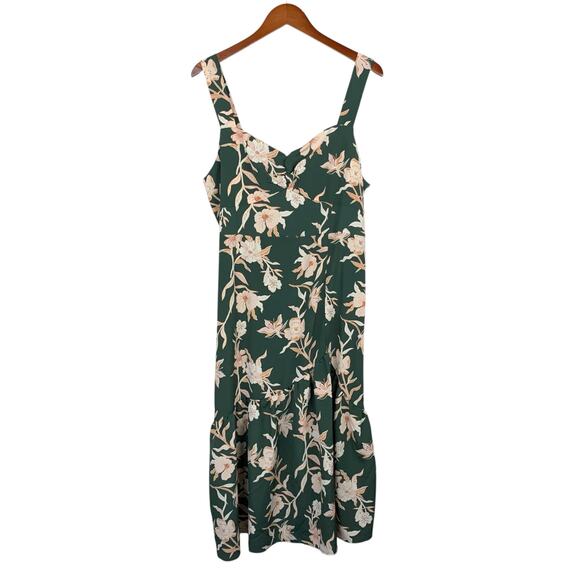 New Maurices Midi Dress Green Floral Sleeveless Women's XXL 2XL - Picture 2 of 10
